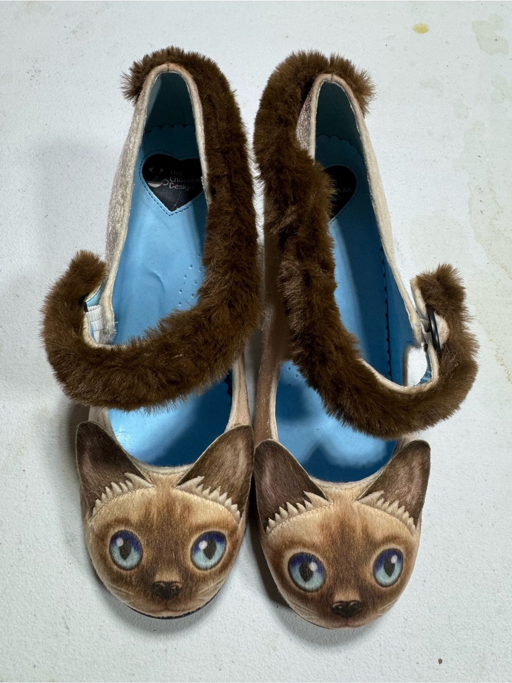 Siamese Cat Women's Mary Jane Mid Heels Hot Chocolate Design